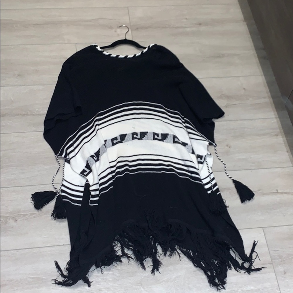 Black and white poncho